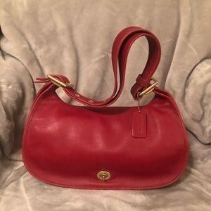 Vintage Coach Legacy Crescent Bag Red 9338